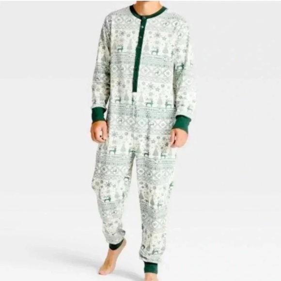 Hearth and Hand Men’s Christmas pajama onesie with hatchback - Picture 1 of 5